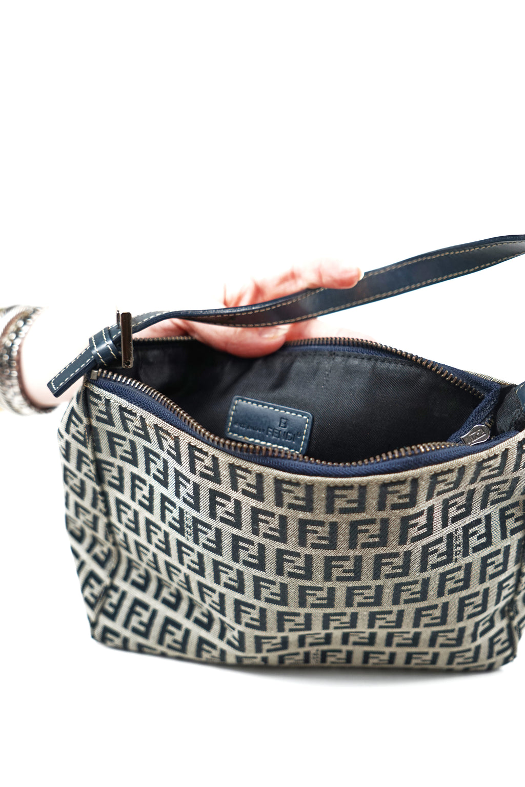 Fendi Navy Zucca Monogram Pochette