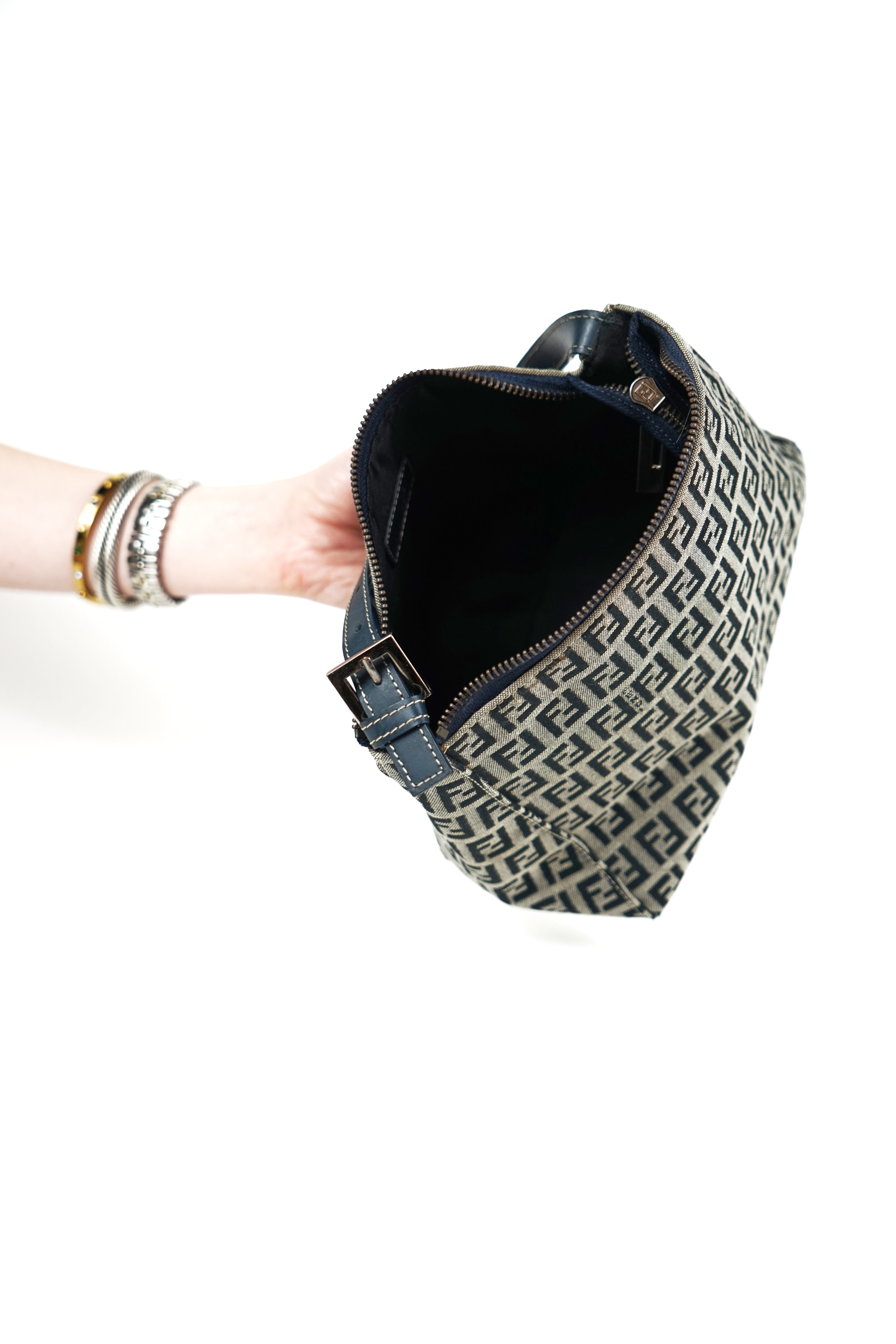 Fendi Navy Zucca Monogram Pochette