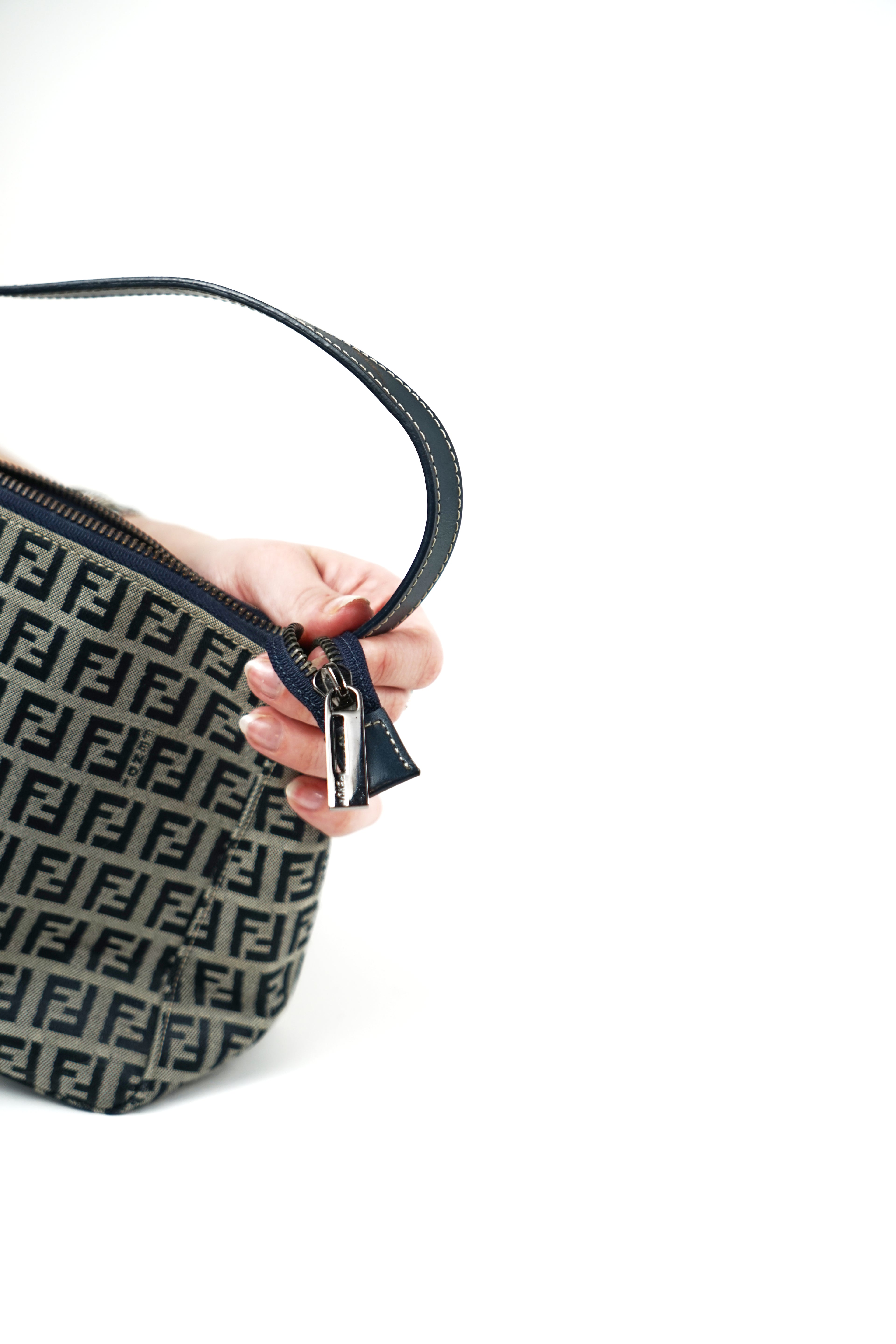 Fendi Navy Zucca Monogram Pochette