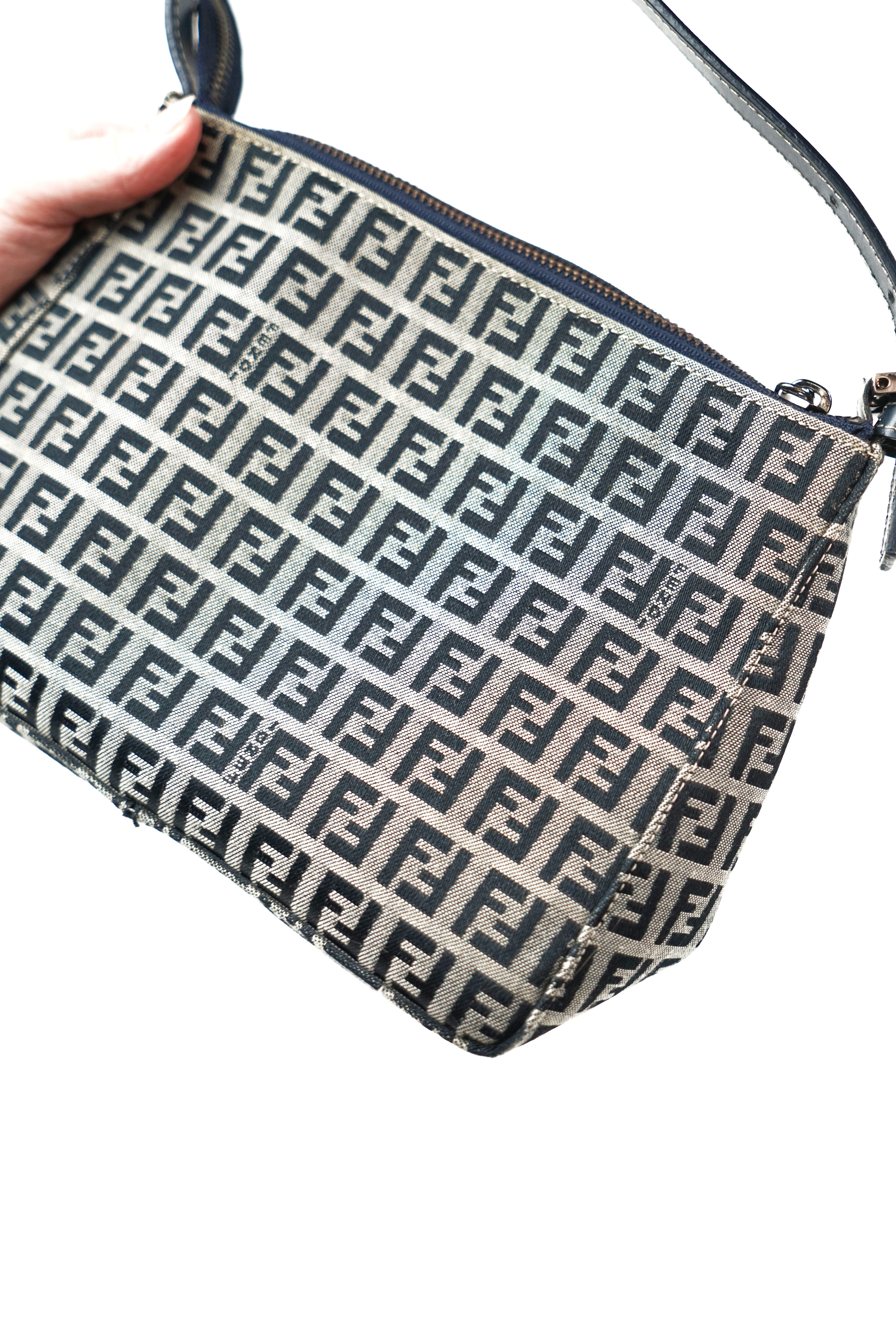 Fendi Navy Zucca Monogram Pochette