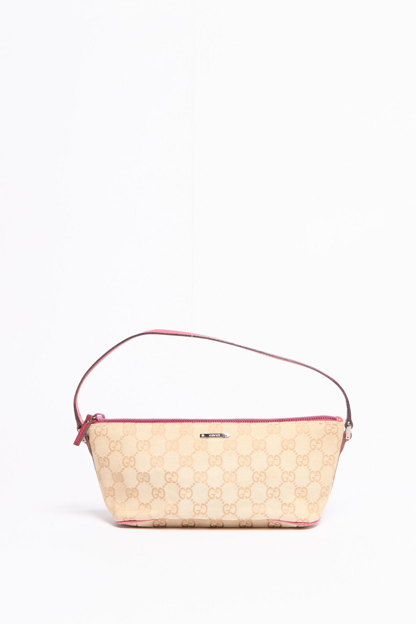 Gucci Tan and Pink Monogram Pochette