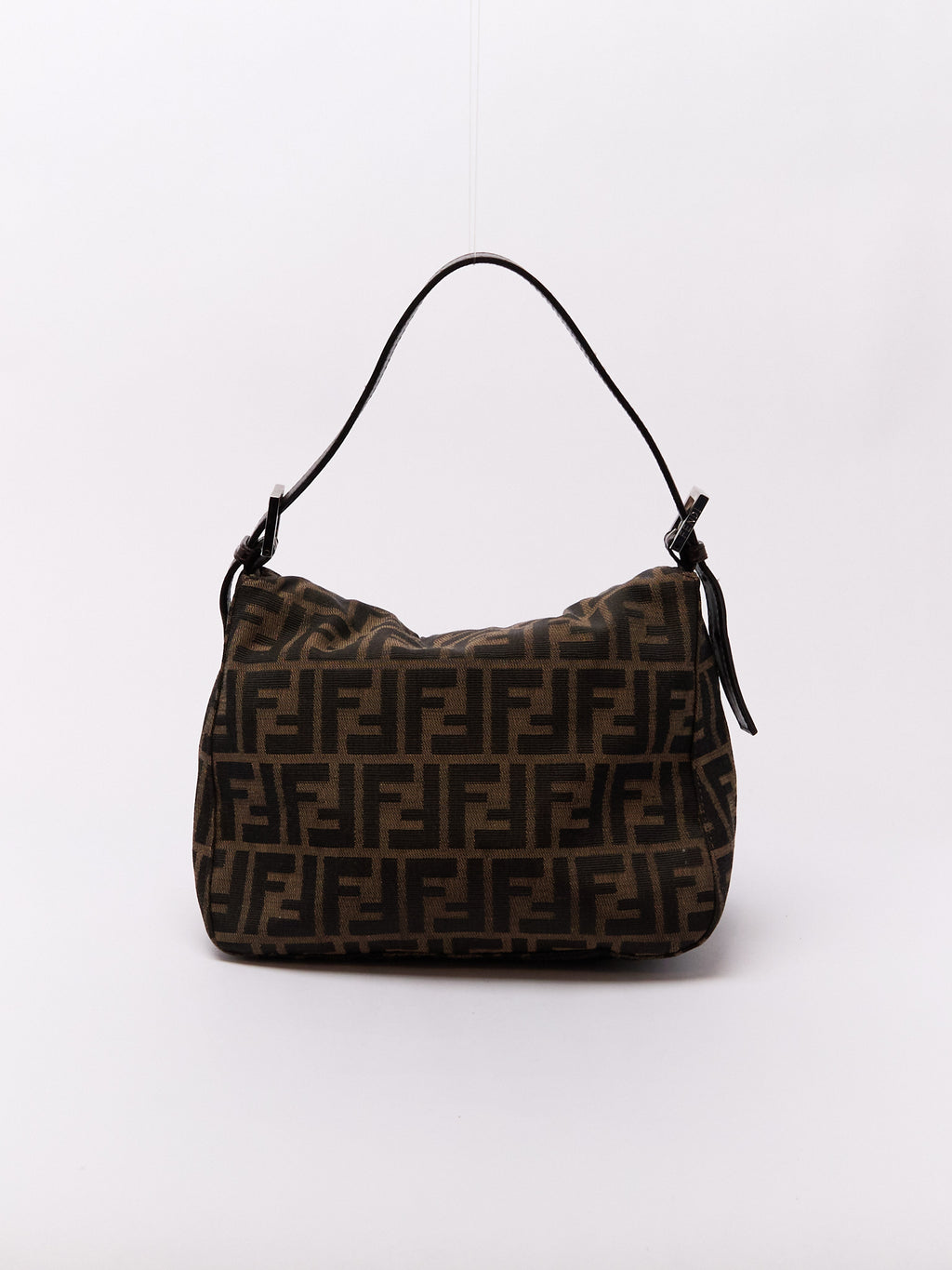 90's Fendi Mamma Foldover Baguette Brown Zucca Shoulder Bag