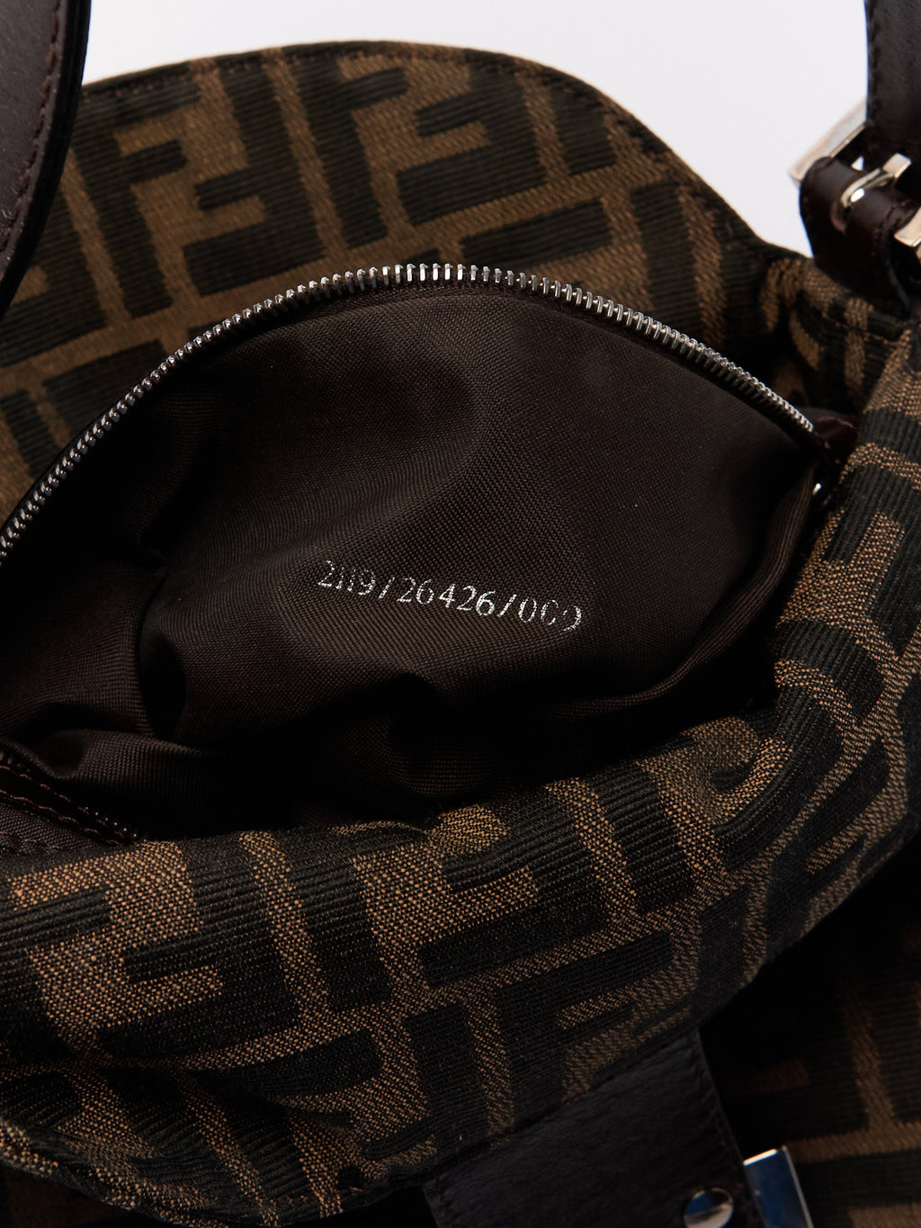 90's Fendi Mamma Foldover Baguette Brown Zucca Shoulder Bag