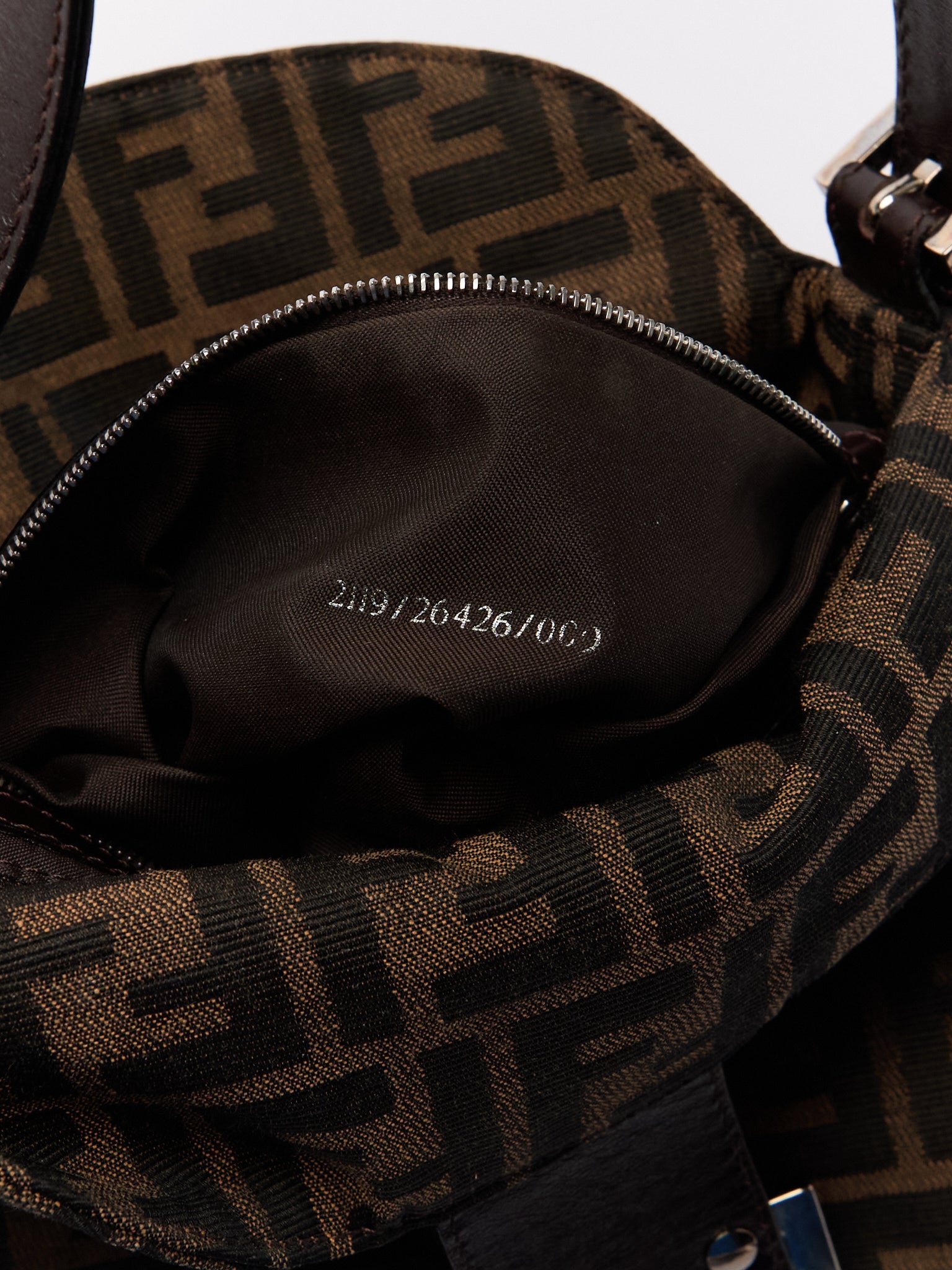 90's Fendi Mamma Foldover Baguette Brown Zucca Shoulder Bag