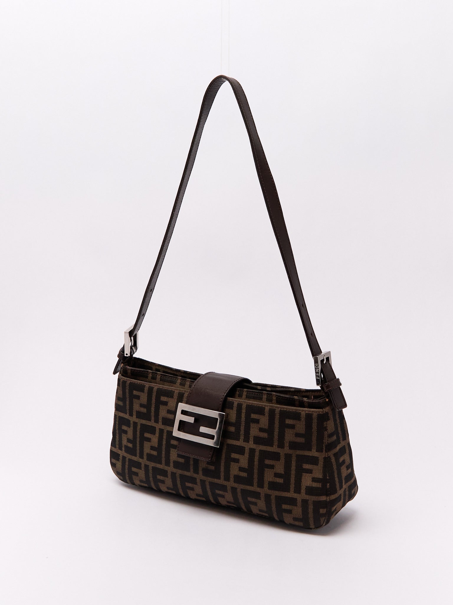 90's Fendi Baguette Brown Zucca Shoulder Bag