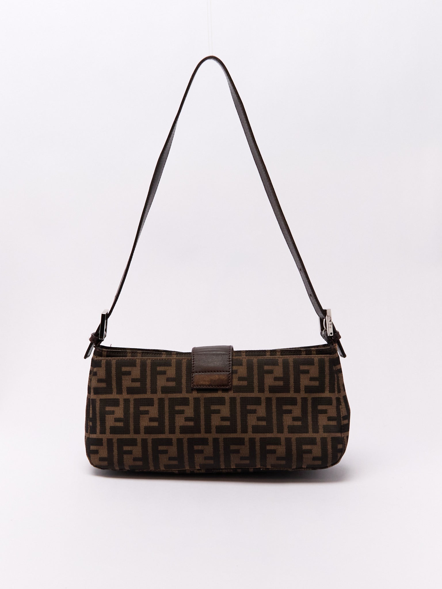 90's Fendi Mamma Baguette Brown Zucca Shoulder Bag