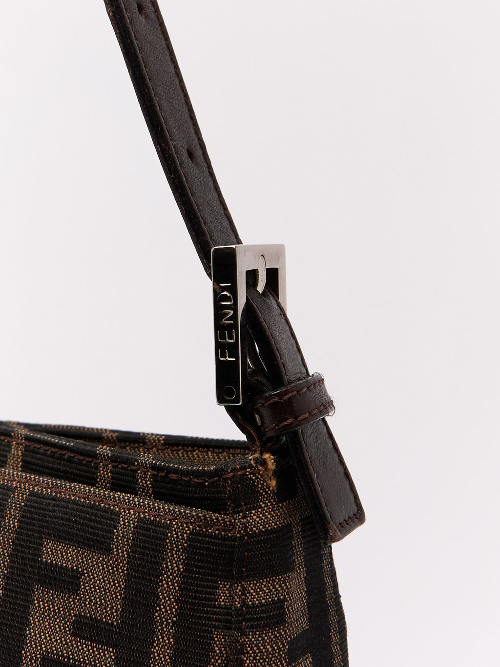 90's Fendi Mamma Baguette Brown Zucca Shoulder Bag