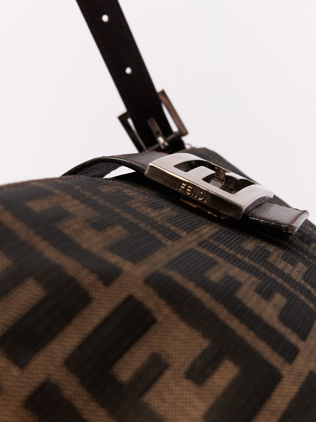 90's Fendi Mamma Baguette Brown Zucca Shoulder Bag