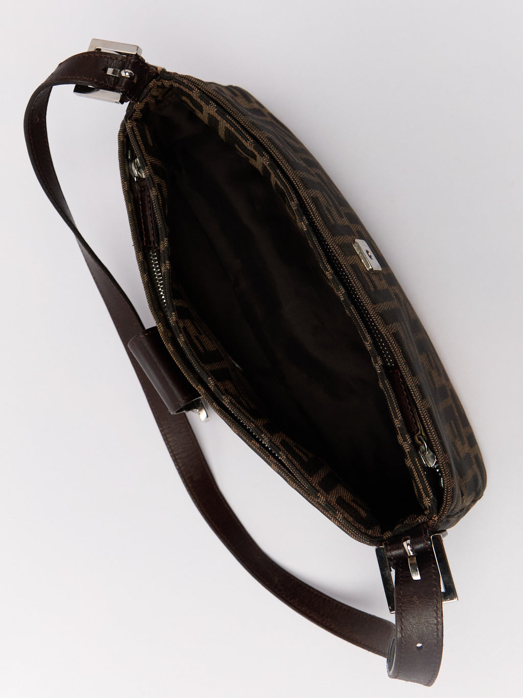 90's Fendi Mamma Baguette Brown Zucca Shoulder Bag