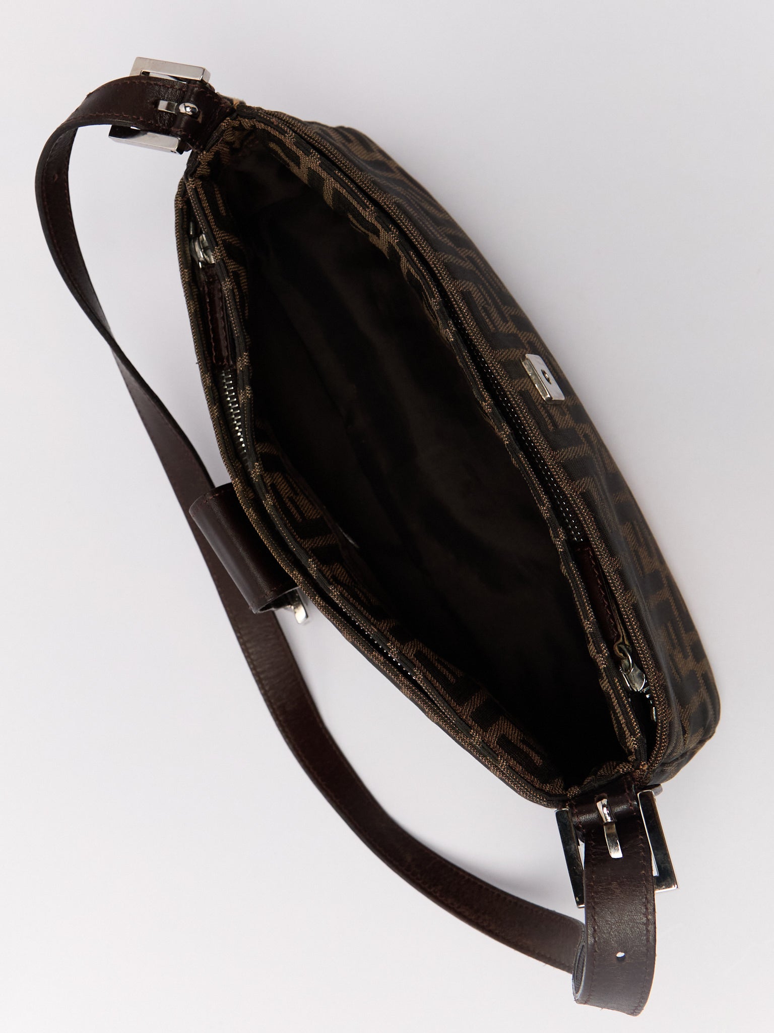 90's Fendi Mamma Baguette Brown Zucca Shoulder Bag