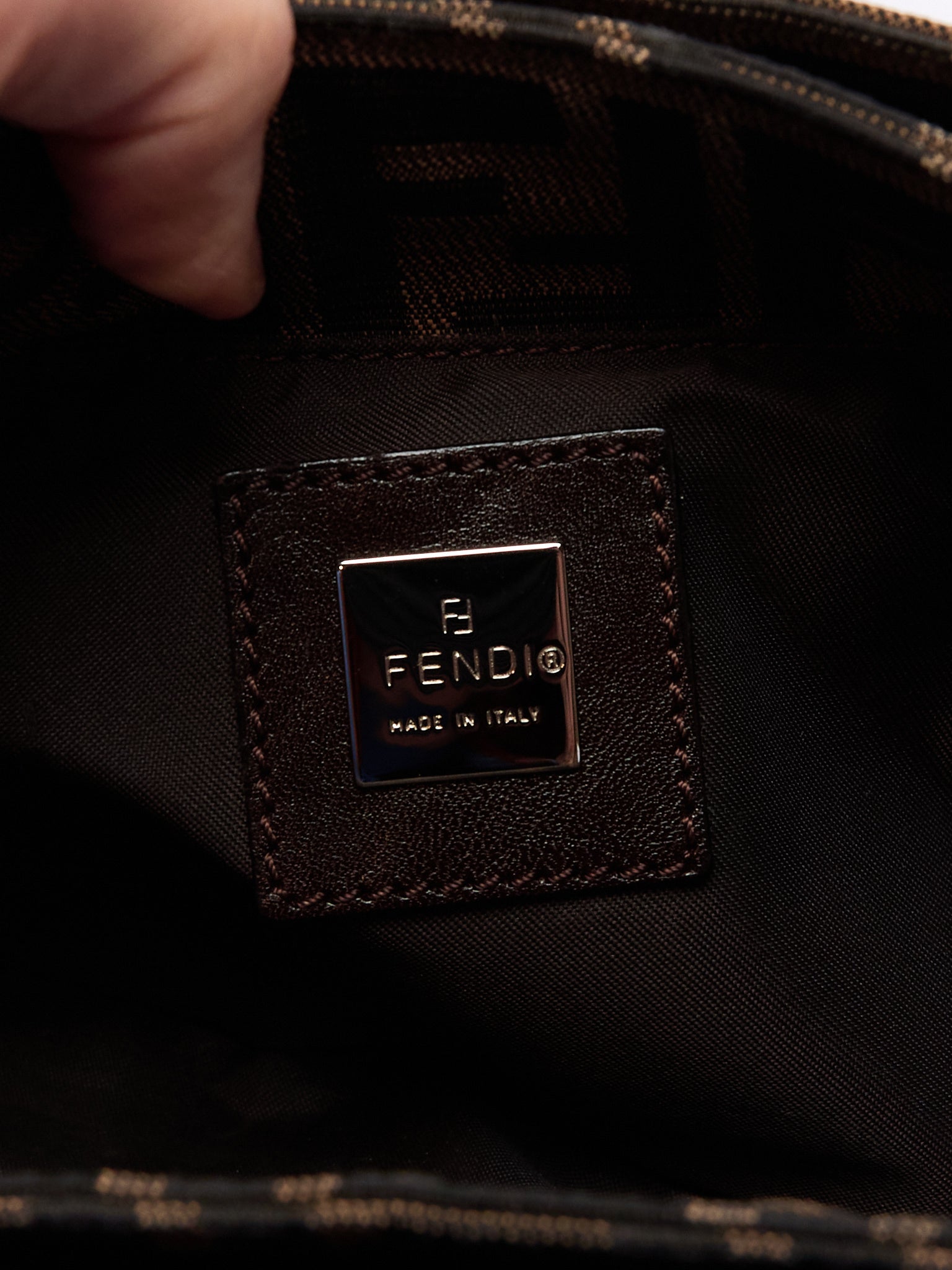 90's Fendi Mamma Baguette Brown Zucca Shoulder Bag