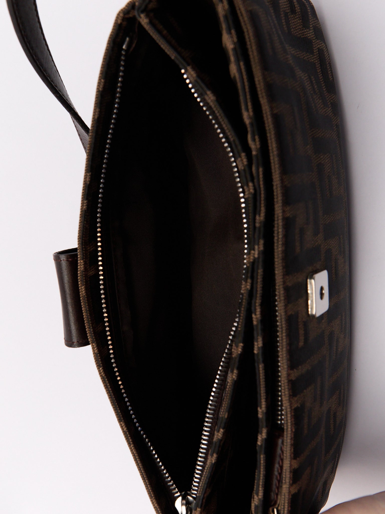 90's Fendi Mamma Baguette Brown Zucca Shoulder Bag