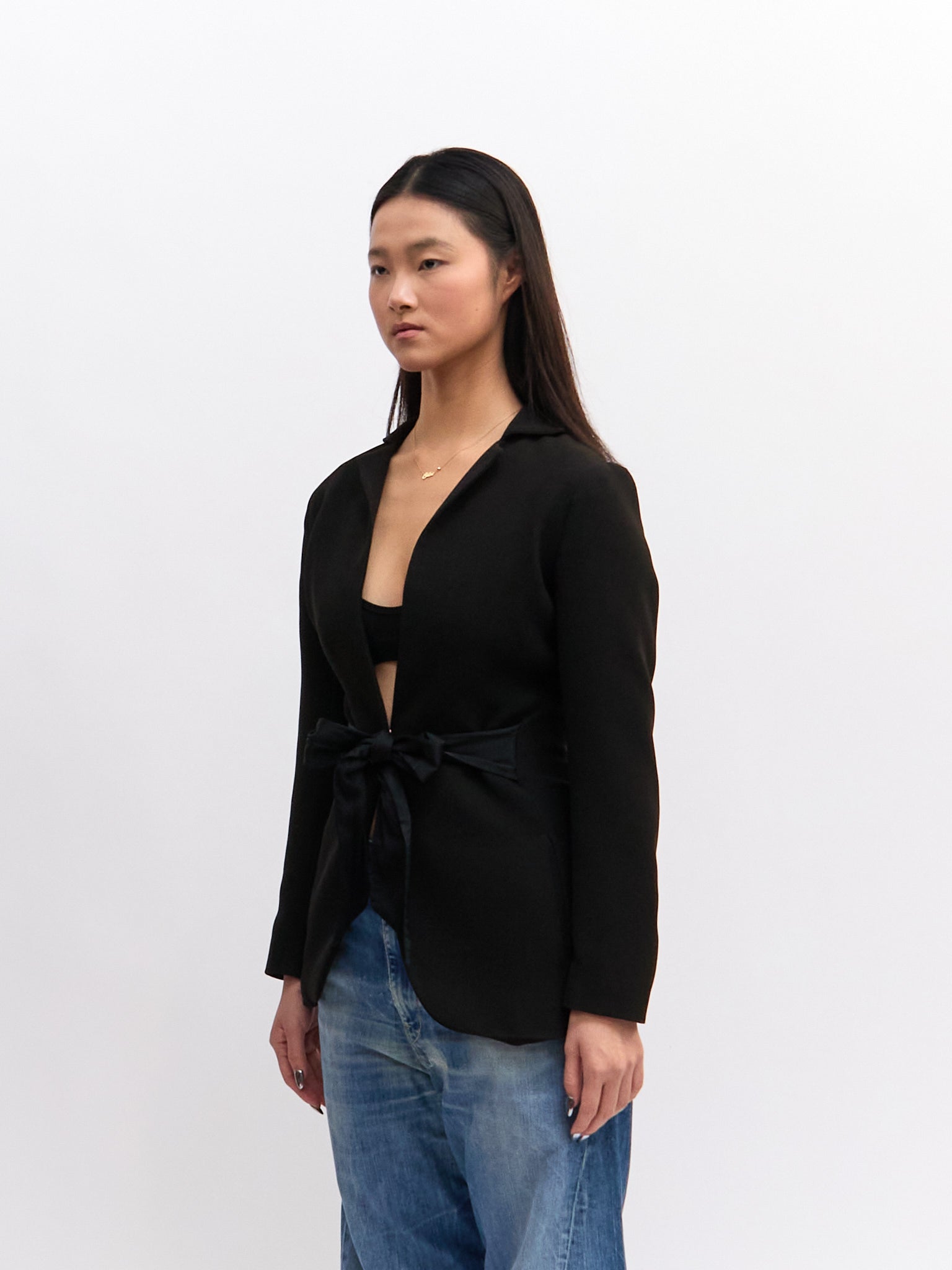 JPG Black Blazer w Tie Front