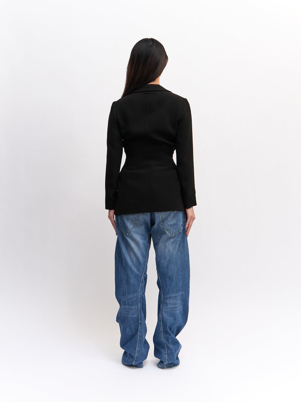 JPG Black Blazer w Tie Front