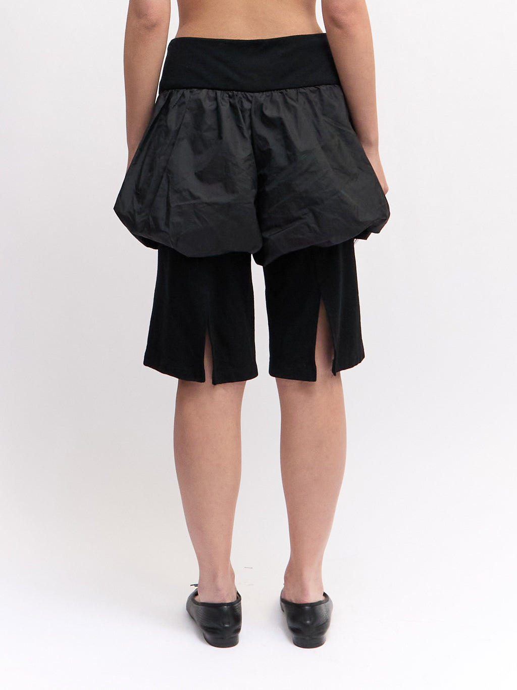 Iseey Miyake Black Wool Bubble Docking Shorts