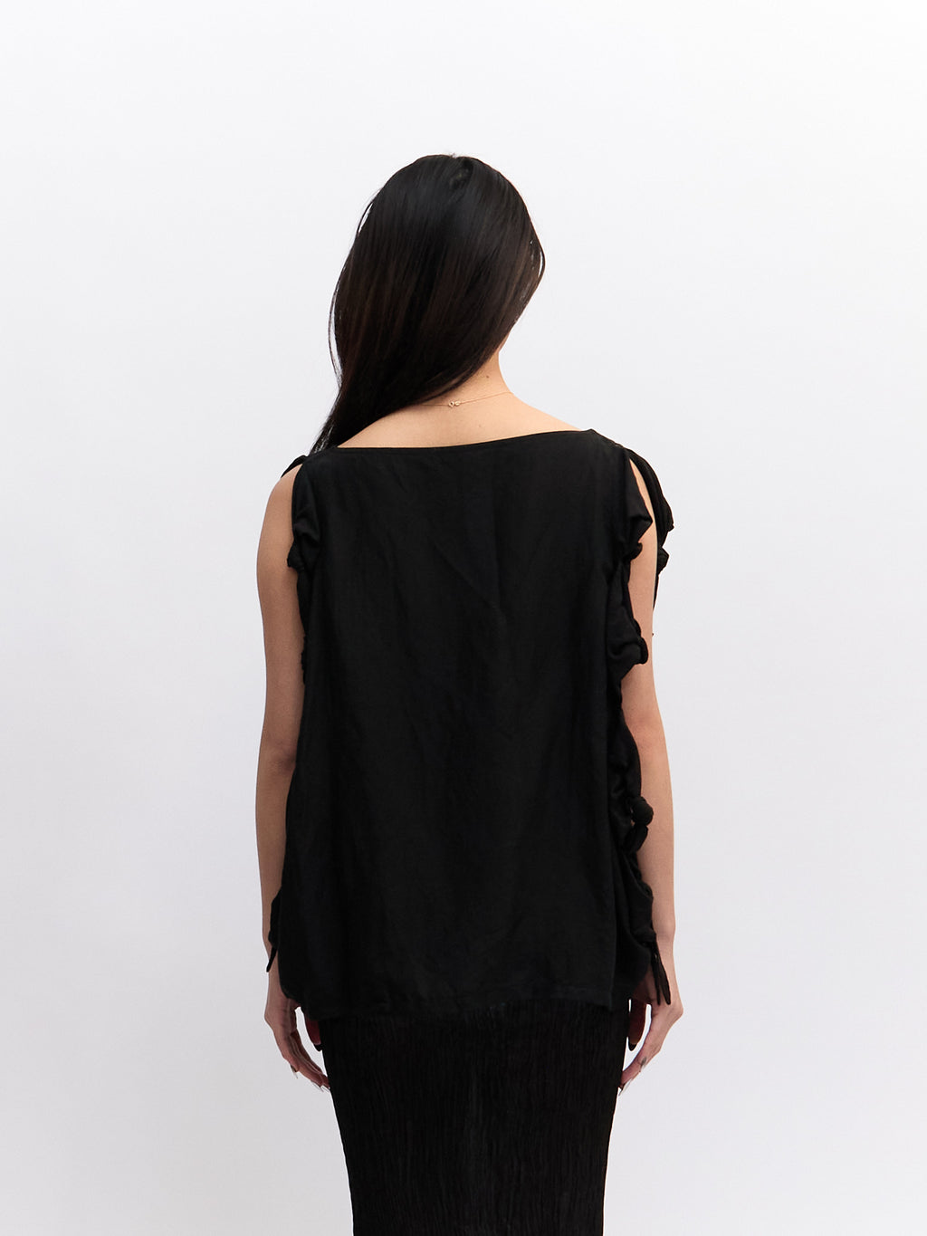 Vintage Black Side Tie Blouse
