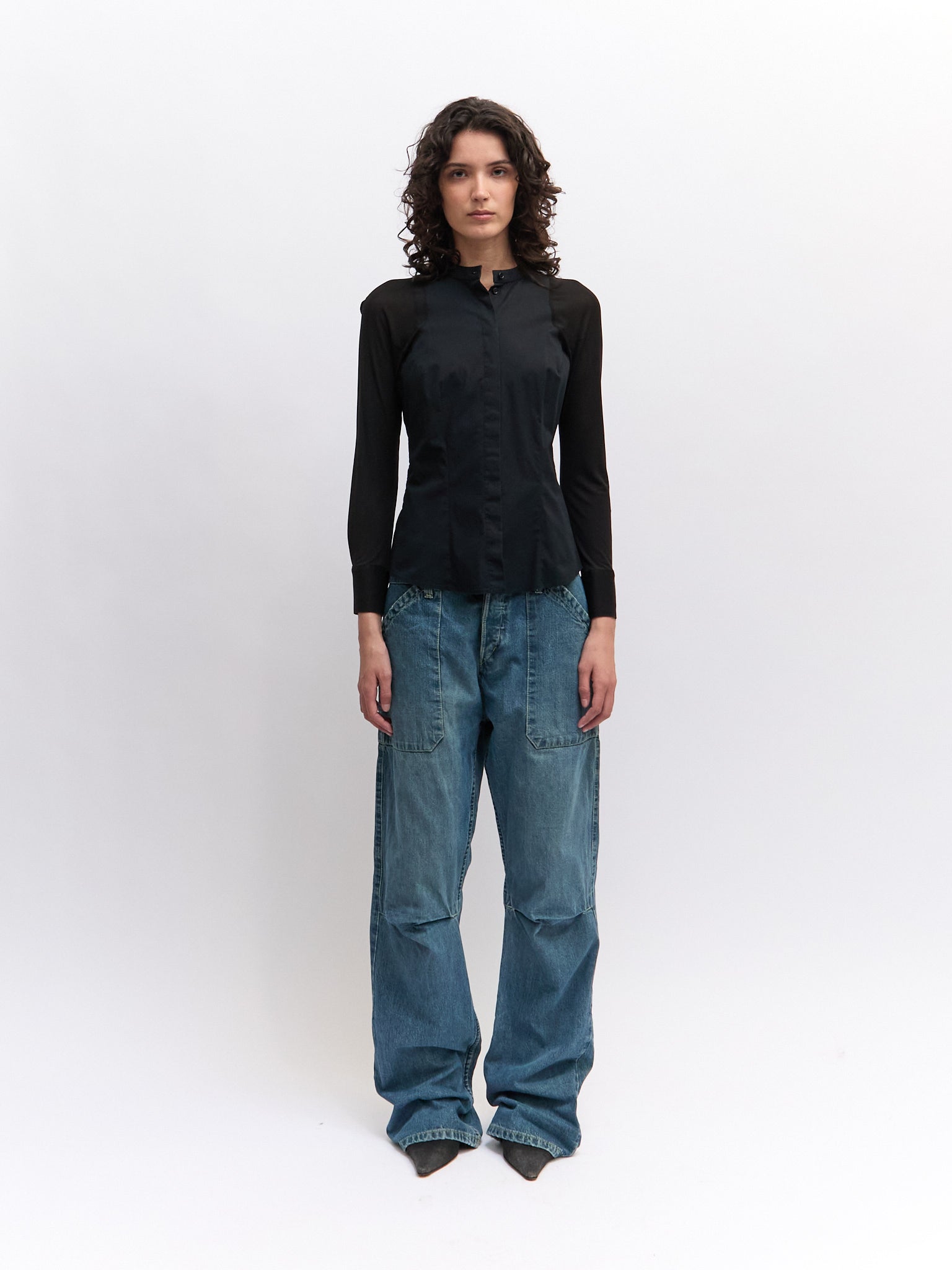 Alexander McQueen Black Sheer Sleeve Blouse