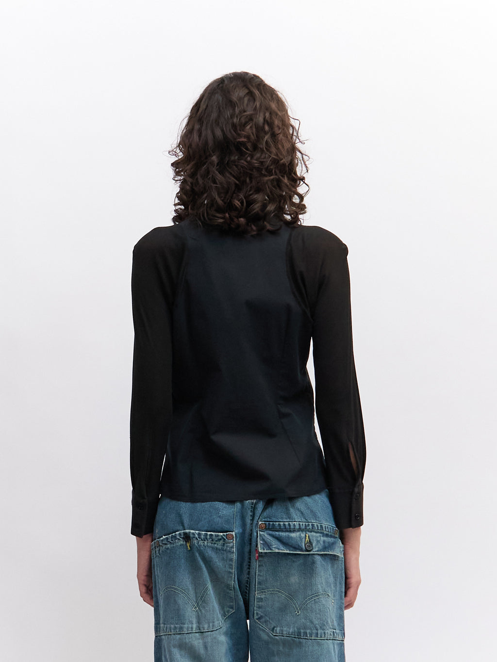 Alexander McQueen Black Sheer Sleeve Blouse