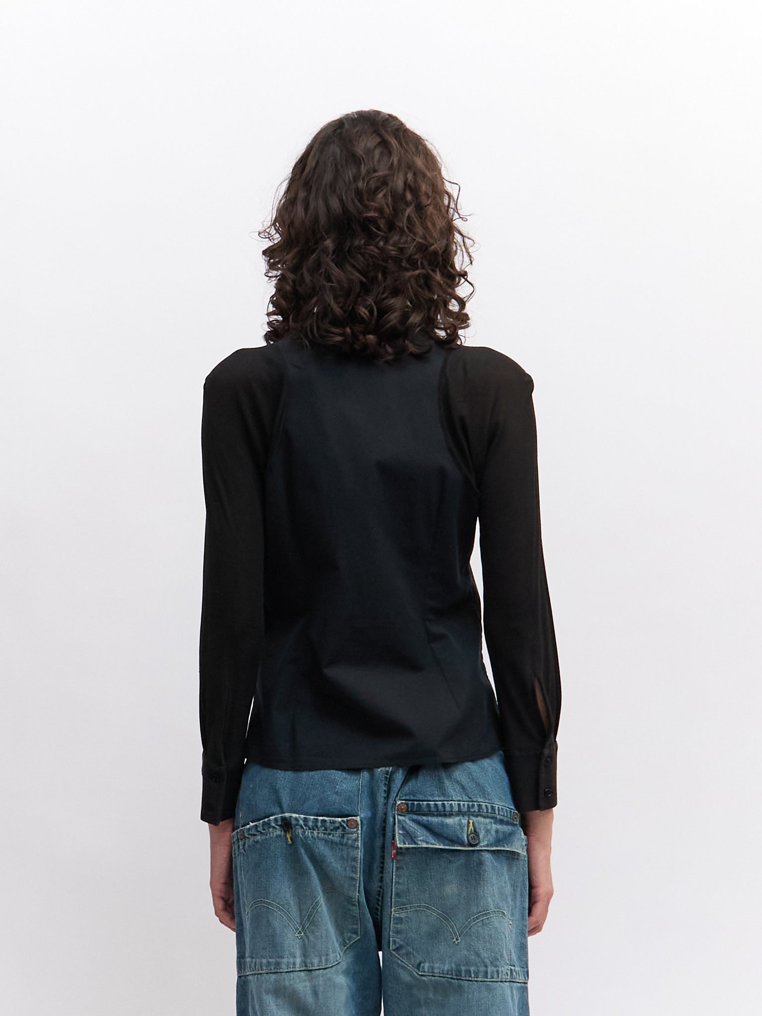 Alexander McQueen Black Sheer Sleeve Blouse