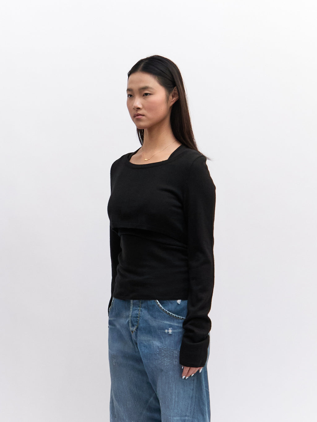 D&G Black VNeck Cropped Sweater Set