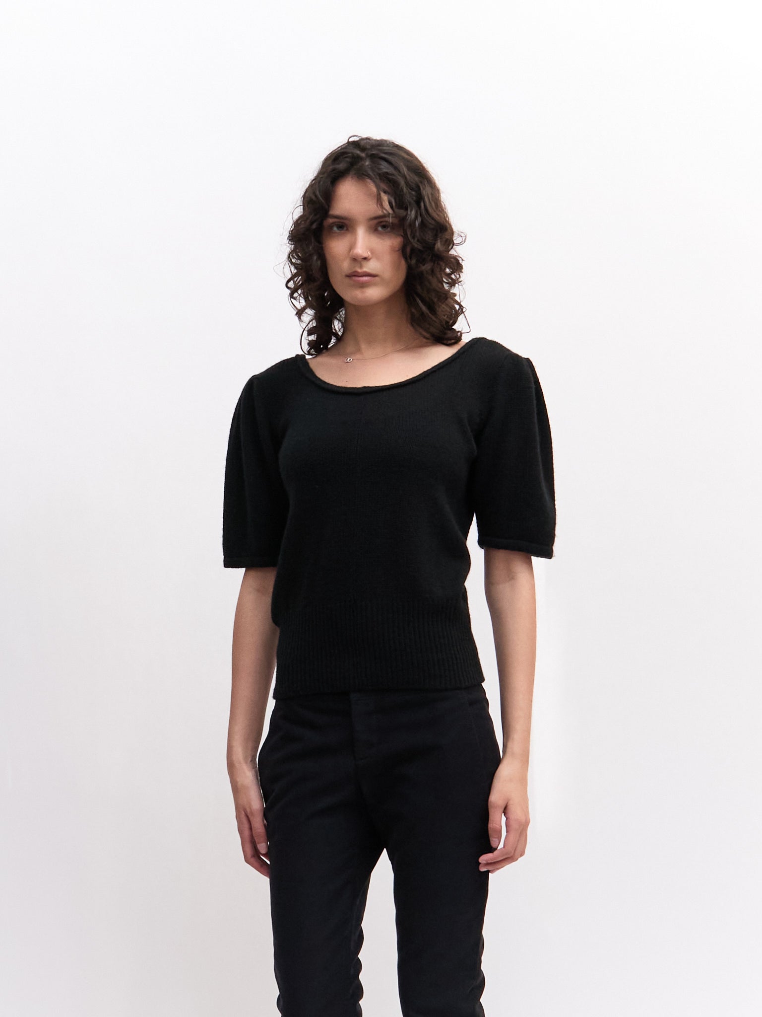 Prada Black Short Sleeve Knit Top