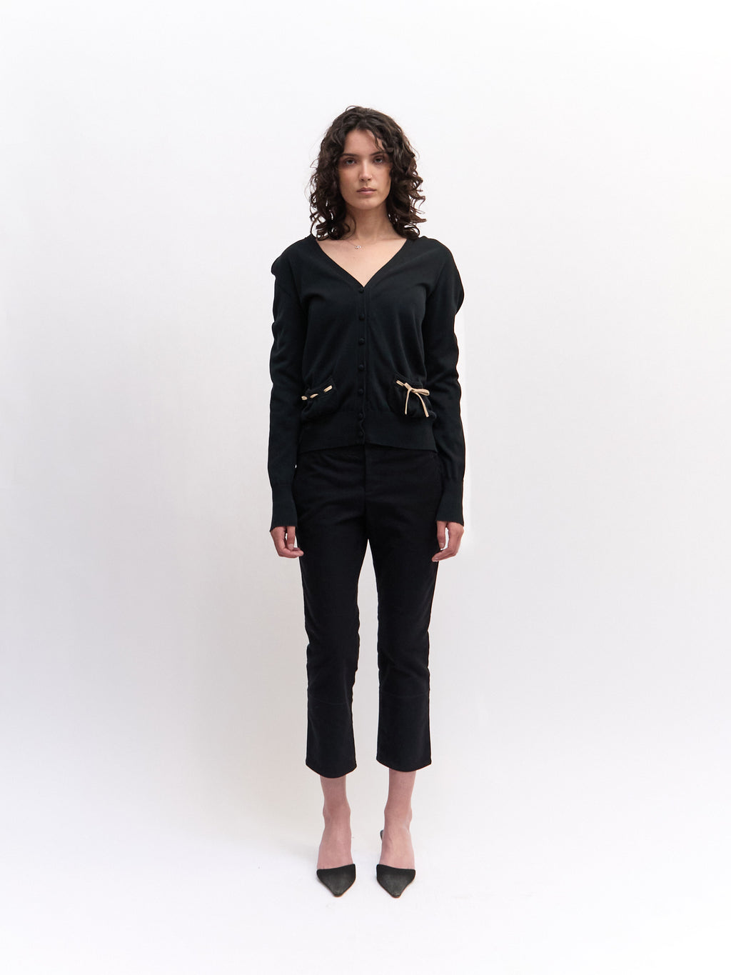 Fendi Black Cardigan with Bow Detailing