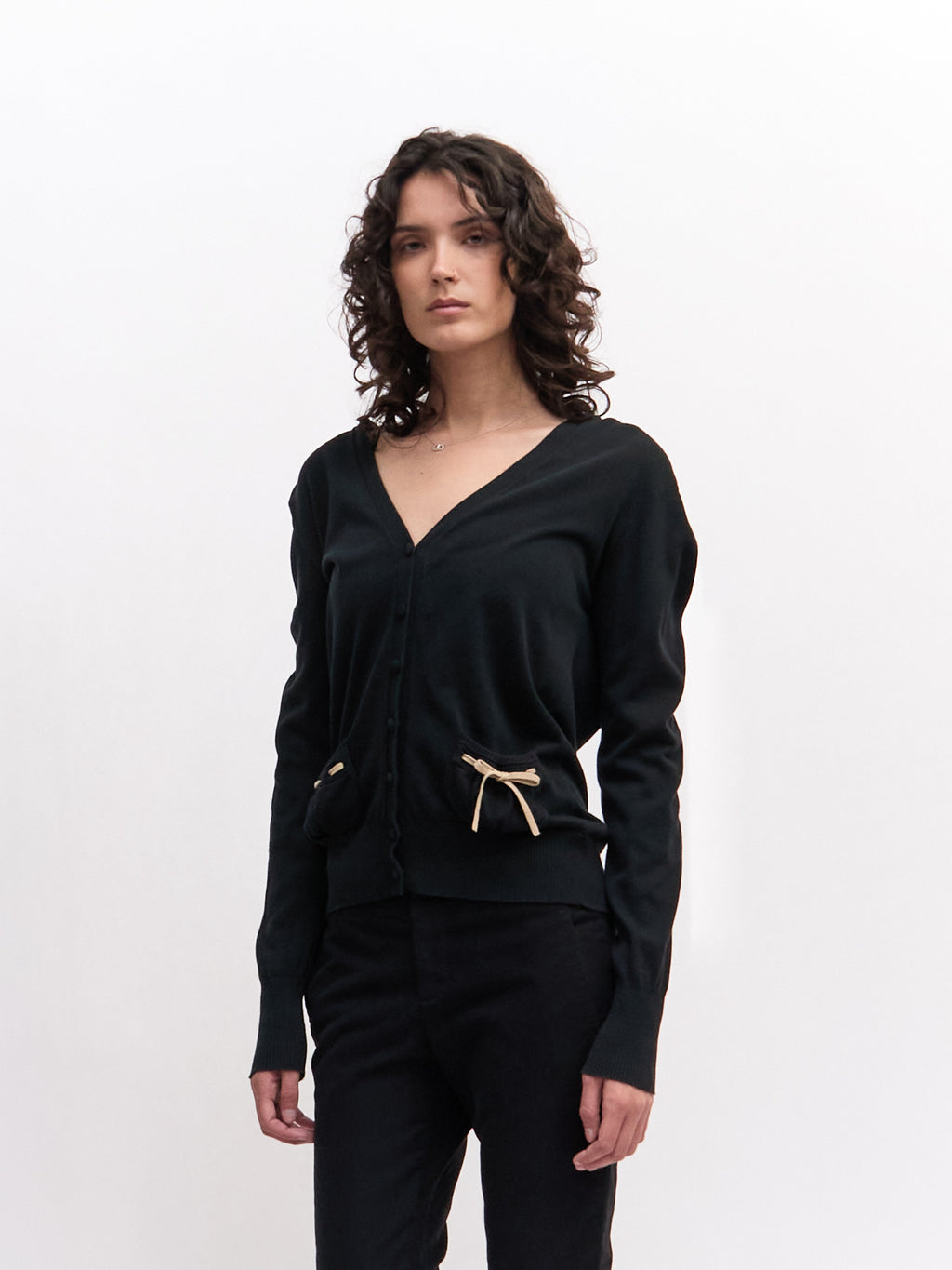 Fendi Black Cardigan with Bow Detailing