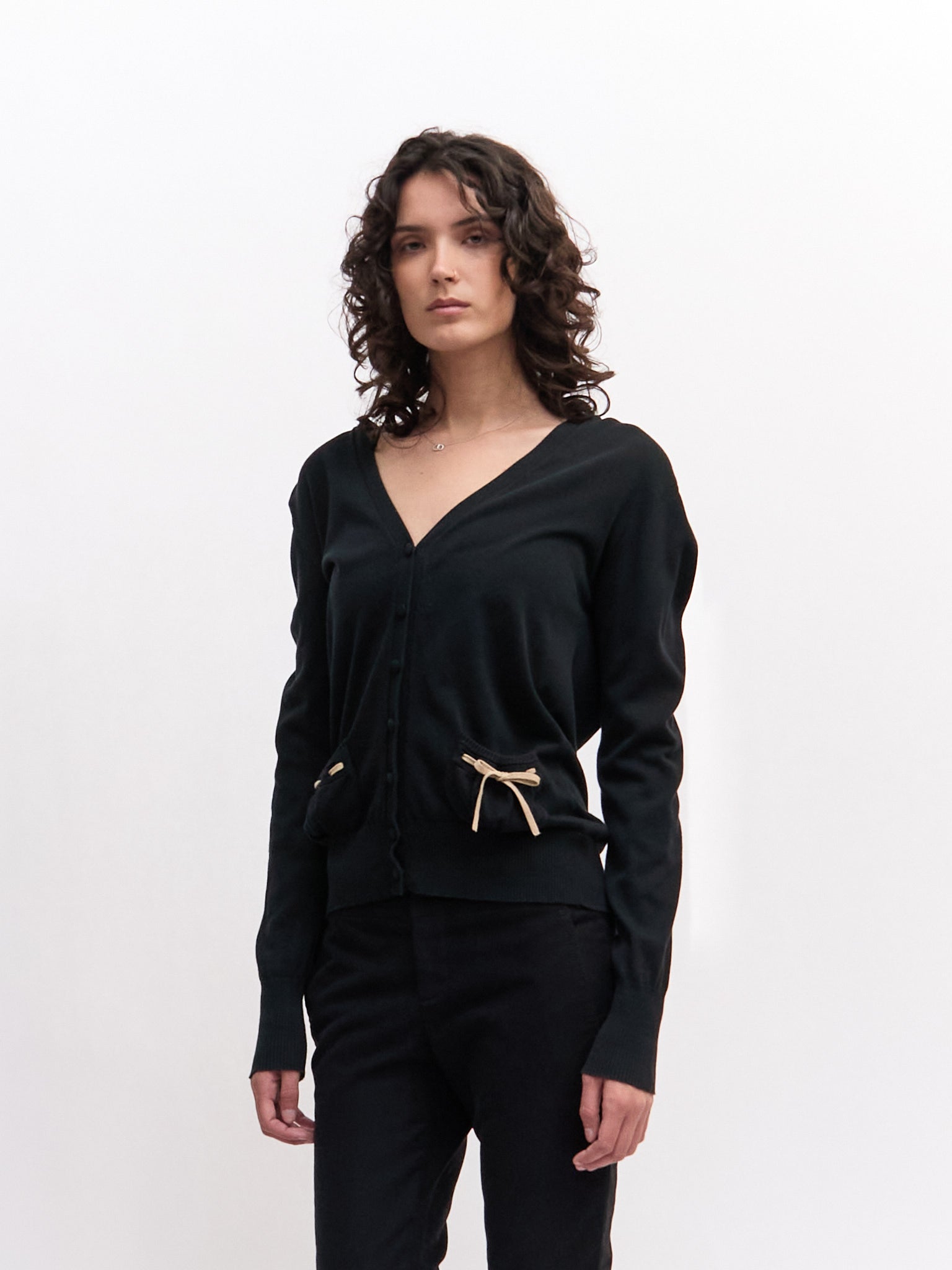 Fendi Black Cardigan with Bow Detailing