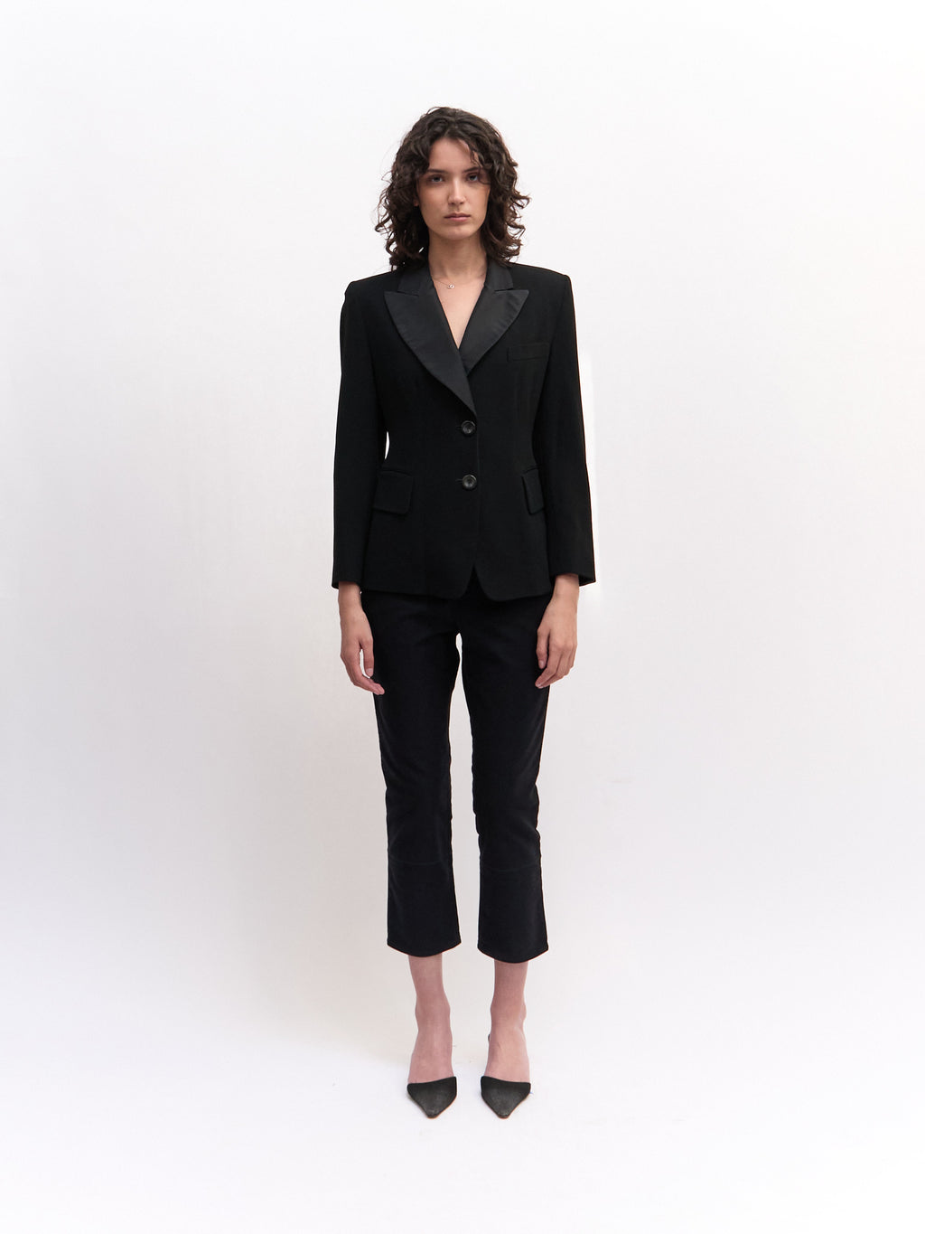 Donna Karan Black Wool Structured Blazer