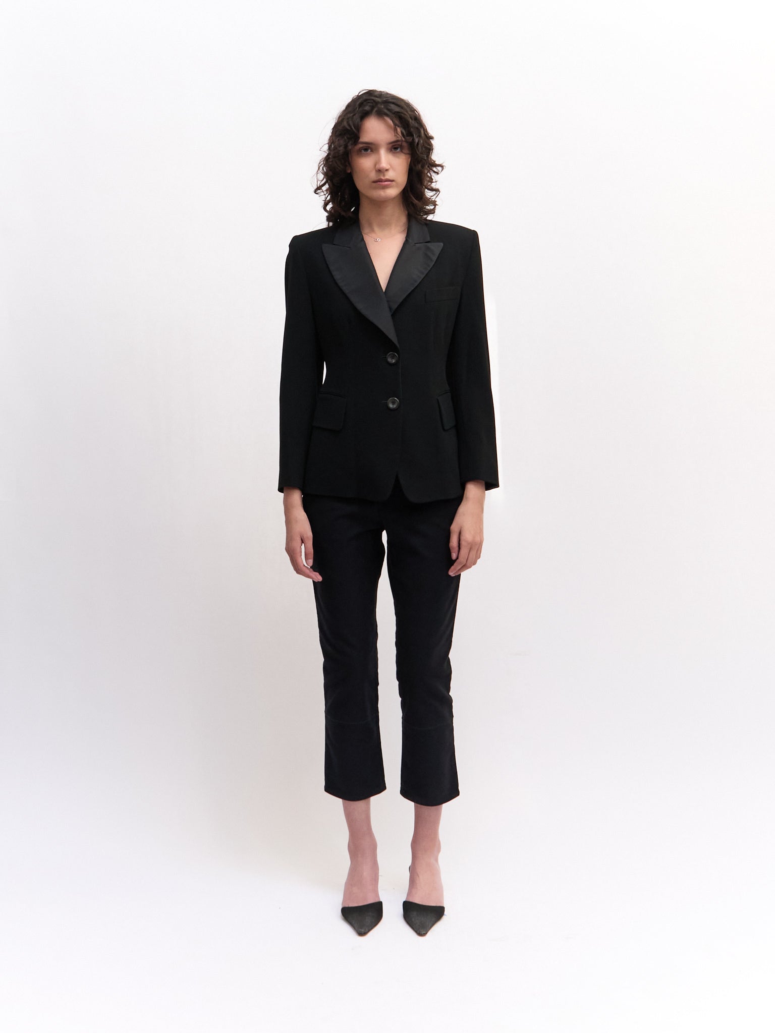Donna Karan Black Wool Structured Blazer