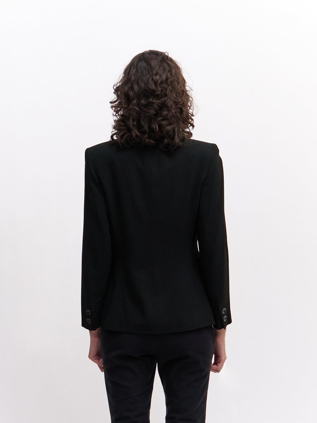 Donna Karan Black Wool Structured Blazer