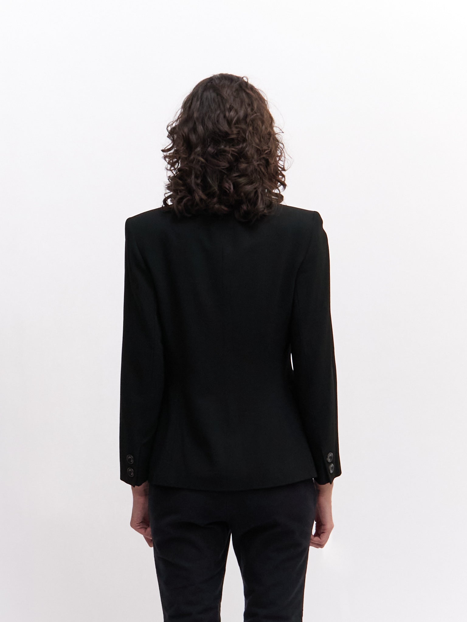 Donna Karan Black Wool Structured Blazer