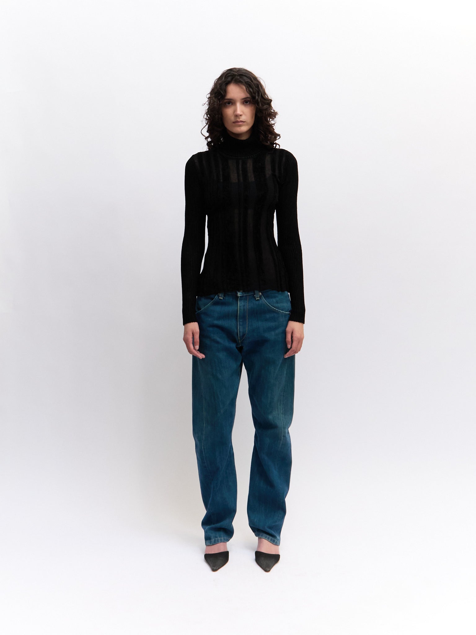 Jean Paul Gaultier Black Striped Mesh Top