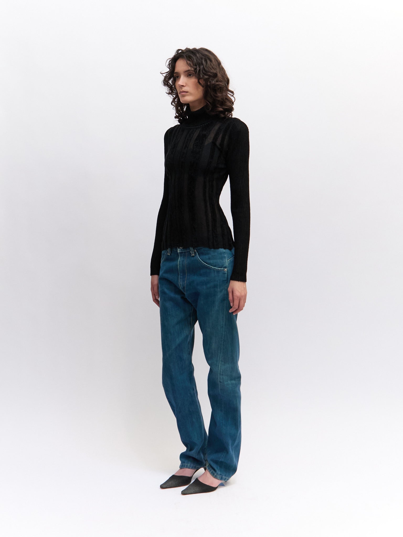 Jean Paul Gaultier Black Striped Mesh Top