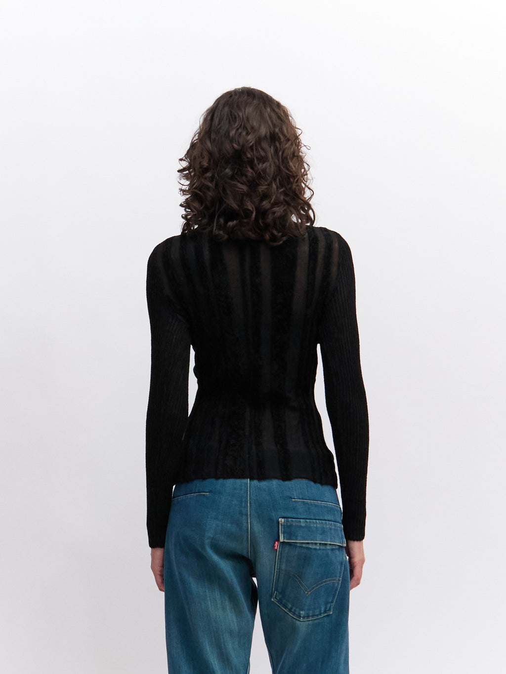 Jean Paul Gaultier Black Striped Mesh Top