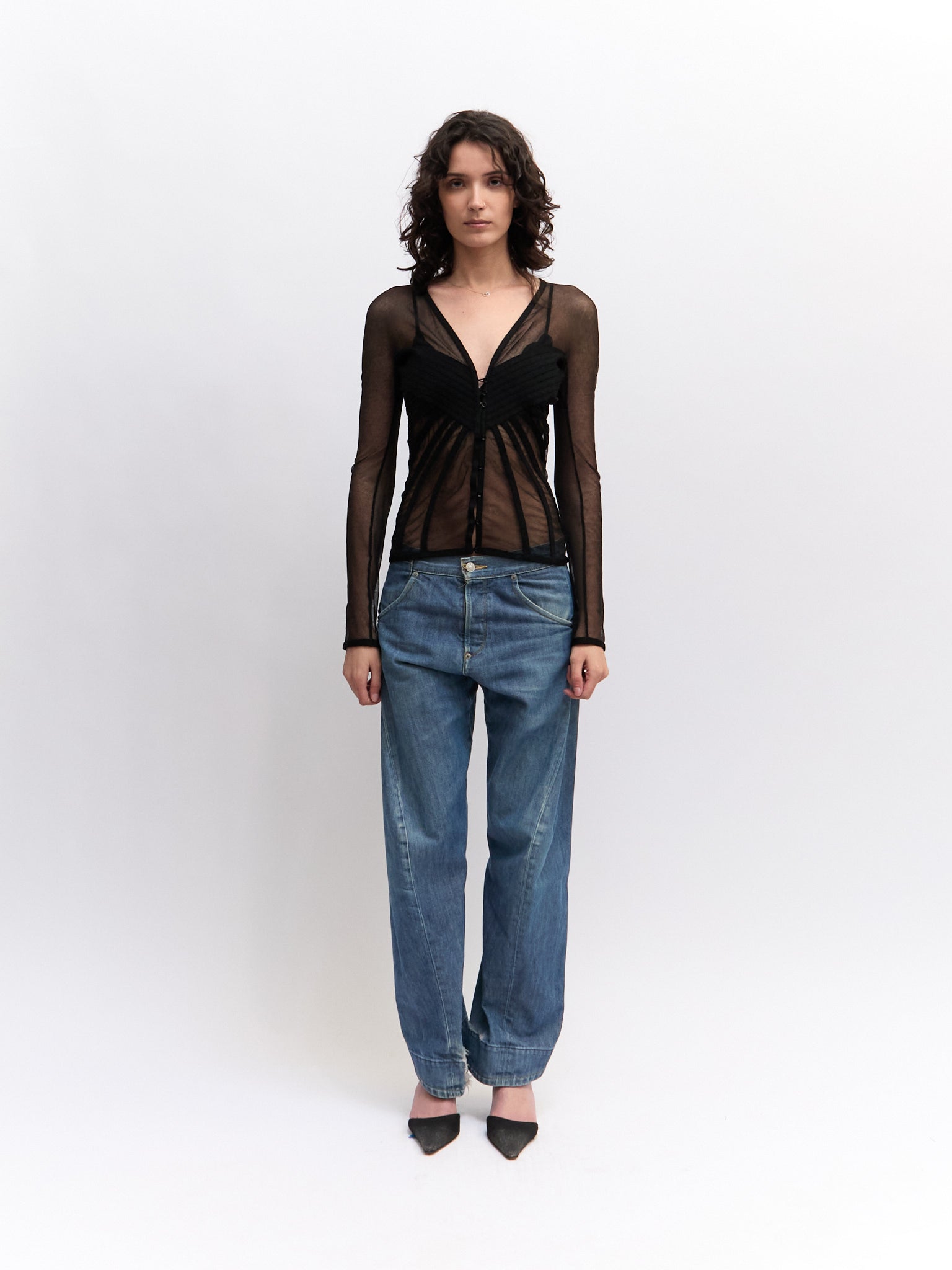 2000’s Christian Dior Black Mesh Corset Top by John Galliano