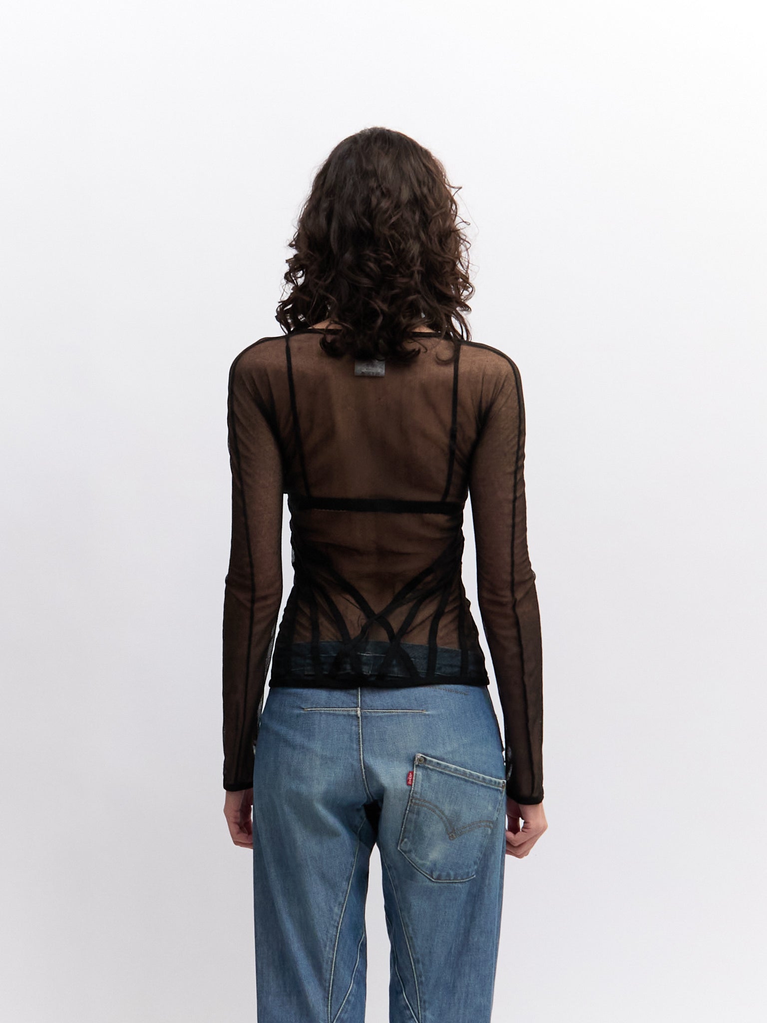 2000’s Christian Dior Black Mesh Corset Top by John Galliano