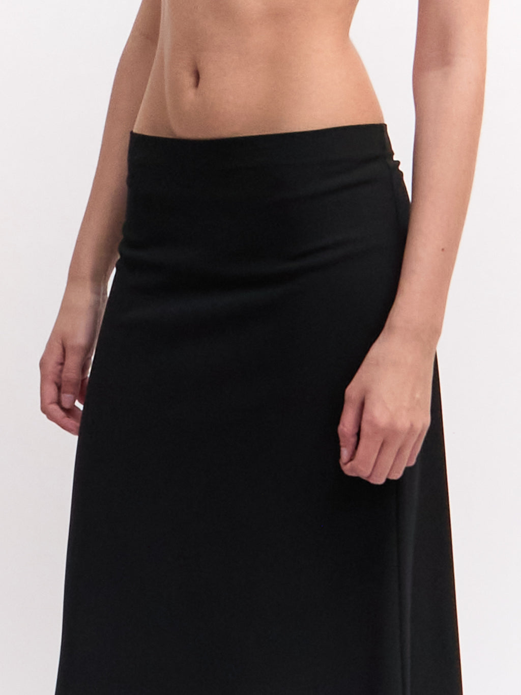 Jean Paul Gaultier Black Silk Midi Skirt