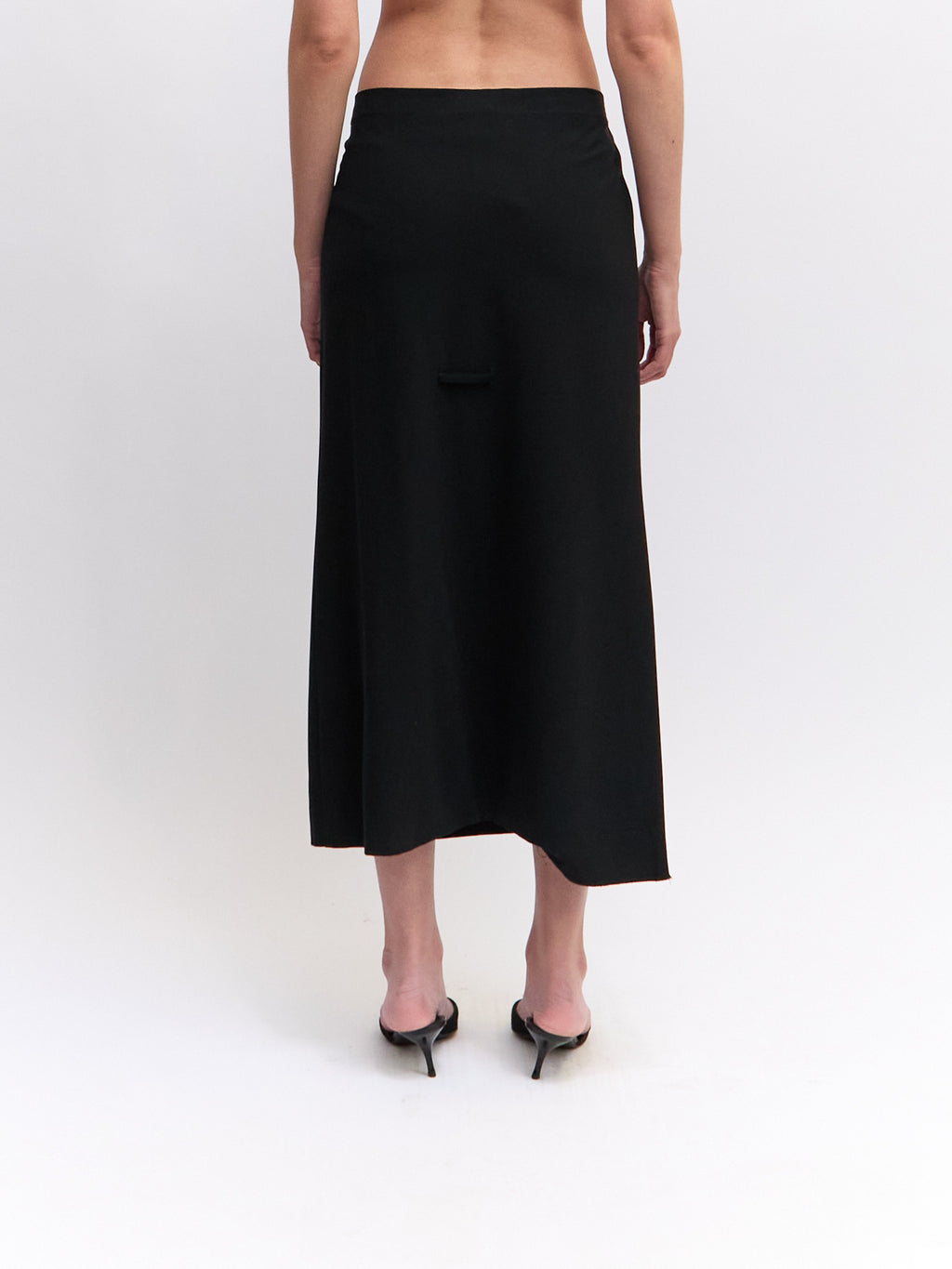 Jean Paul Gaultier Black Silk Midi Skirt