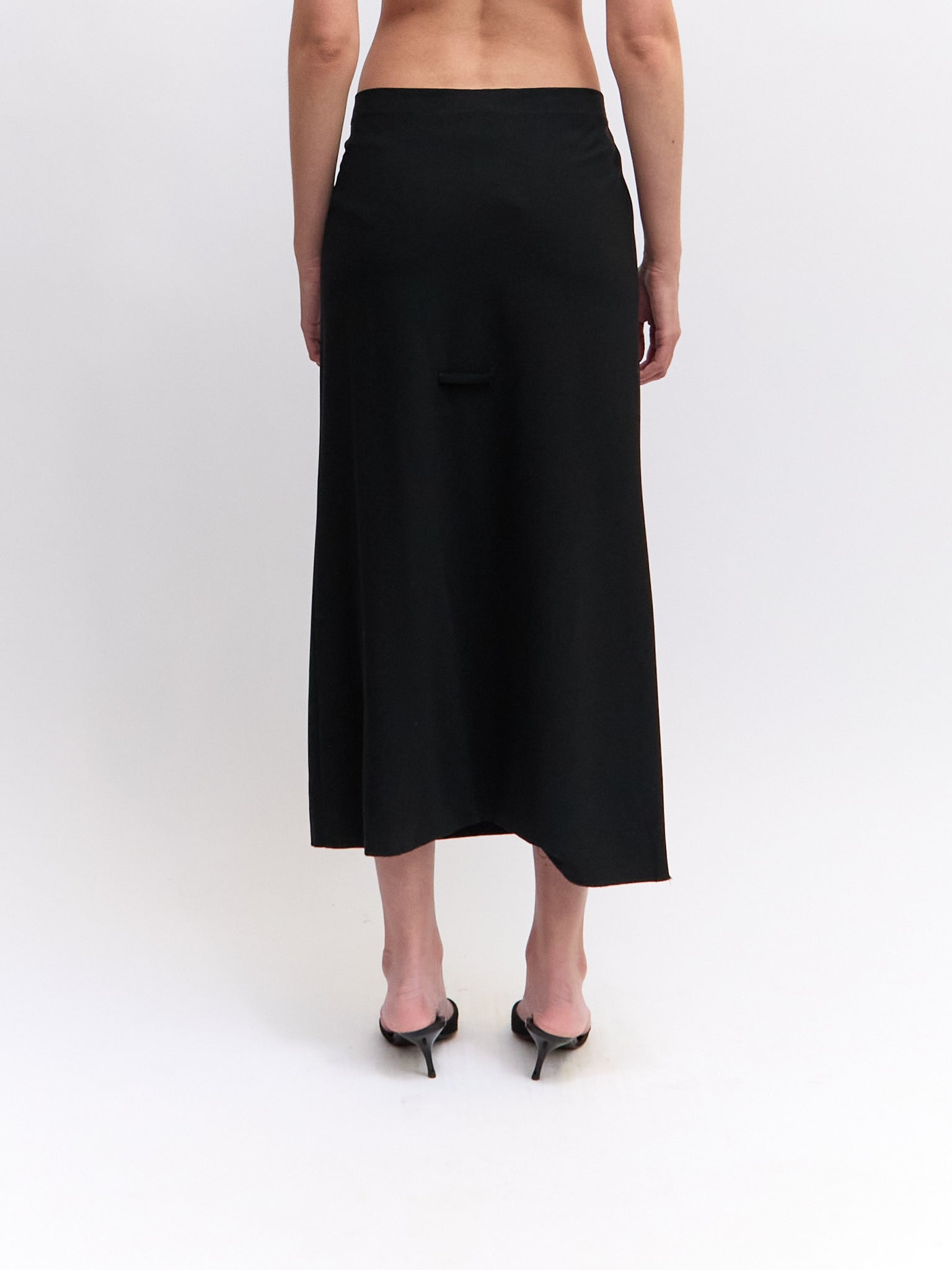 Jean Paul Gaultier Black Silk Midi Skirt