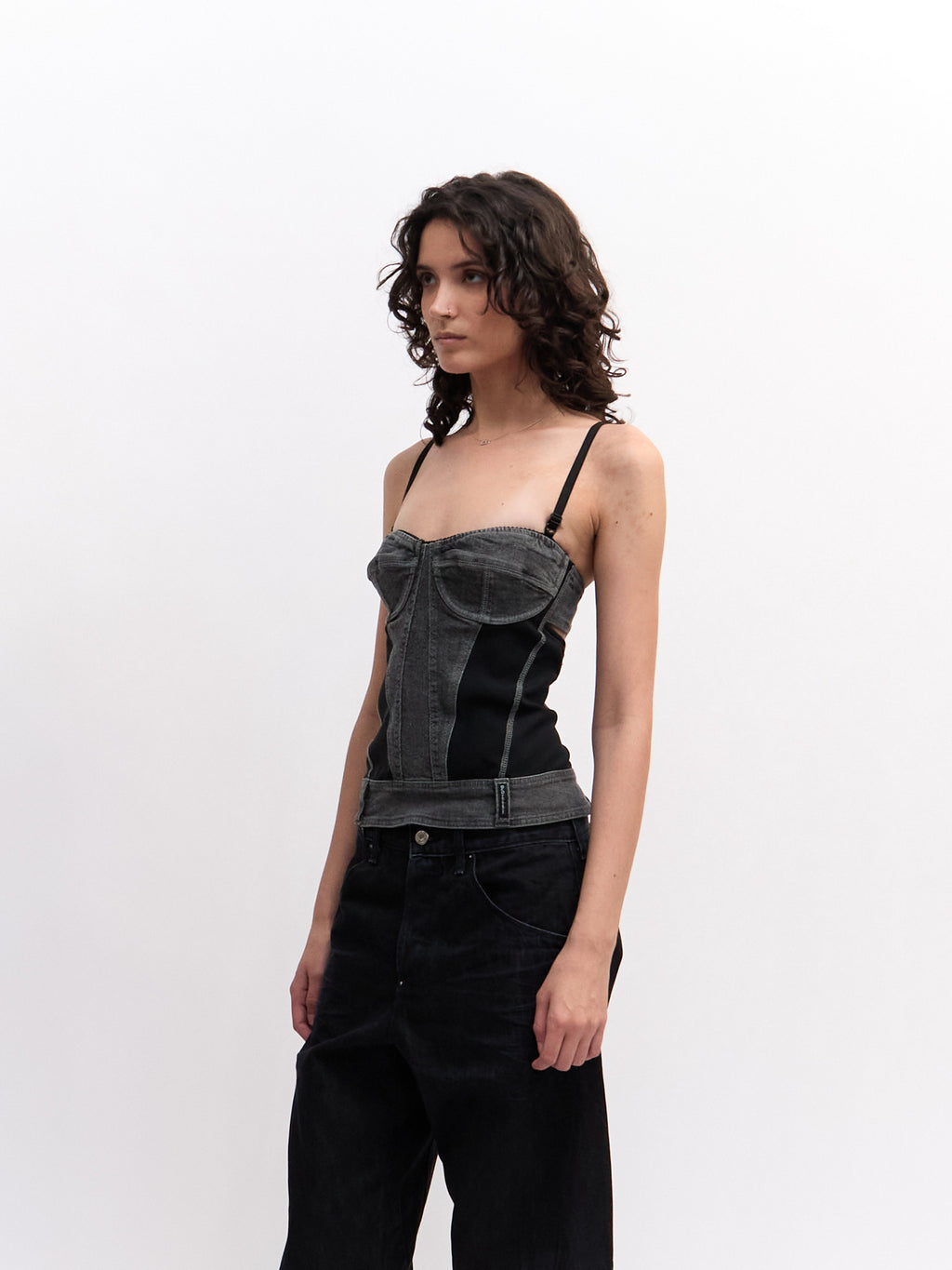 Dolce & Gabbana Grey Denim Bustier