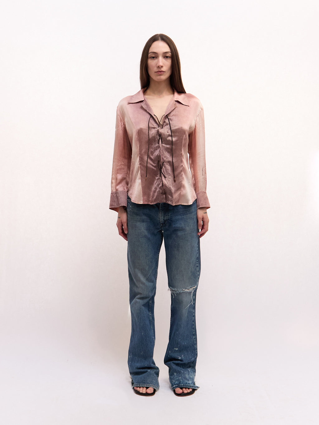 Roberto Cavalli Pink Silk Printed Shirt