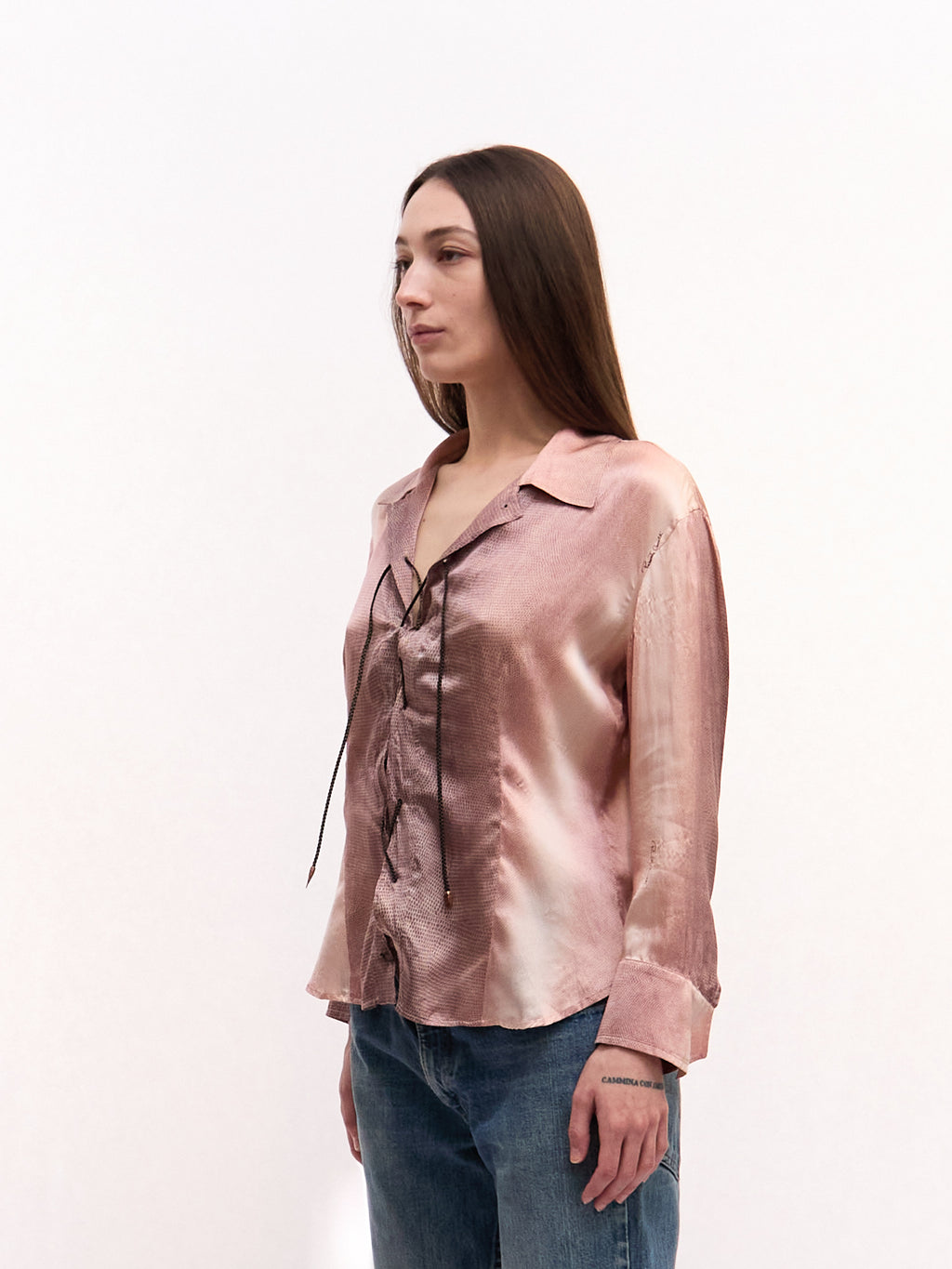 Roberto Cavalli Pink Silk Printed Shirt
