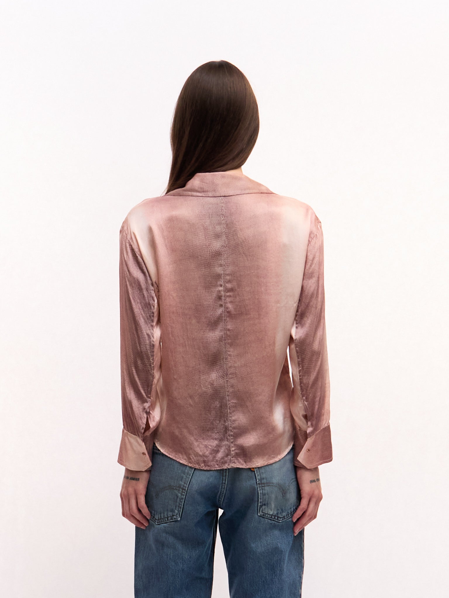 Roberto Cavalli Pink Silk Printed Shirt