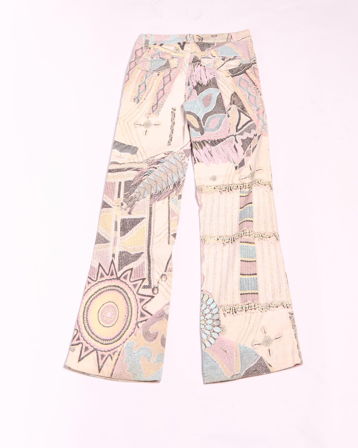 2000s Roberto Cavalli Multicolor Pink Geometric Print Jeans Size S W28