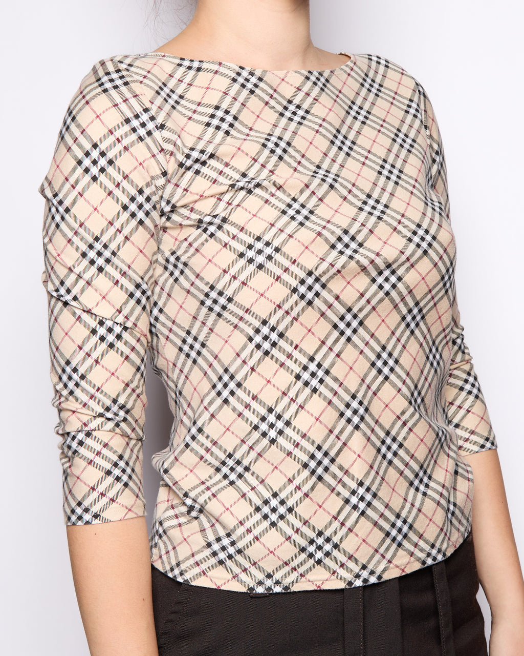 Burberry London Brown Nova Check Logo 3/4 Length Top