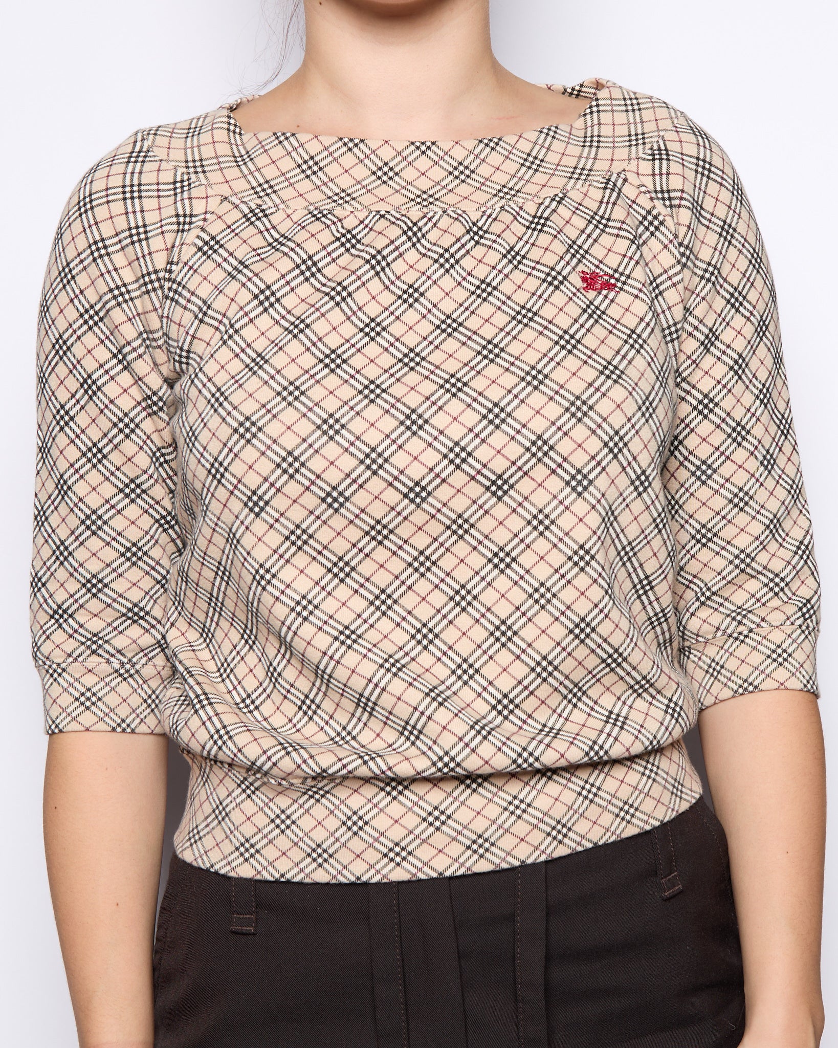 Burberry Brown Nova Check Logo 3/4 Length Top