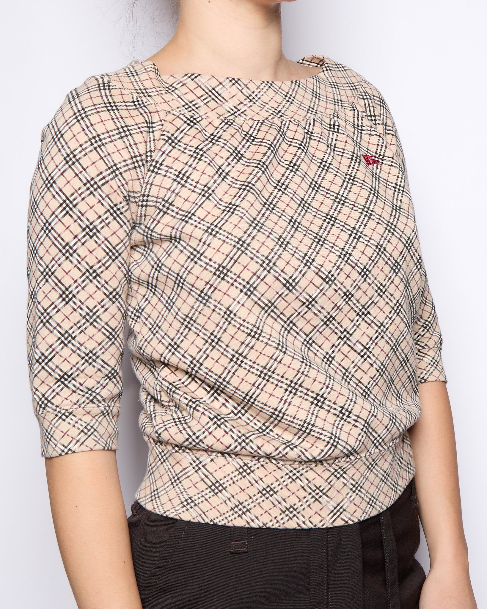 Burberry Brown Nova Check Logo 3/4 Length Top