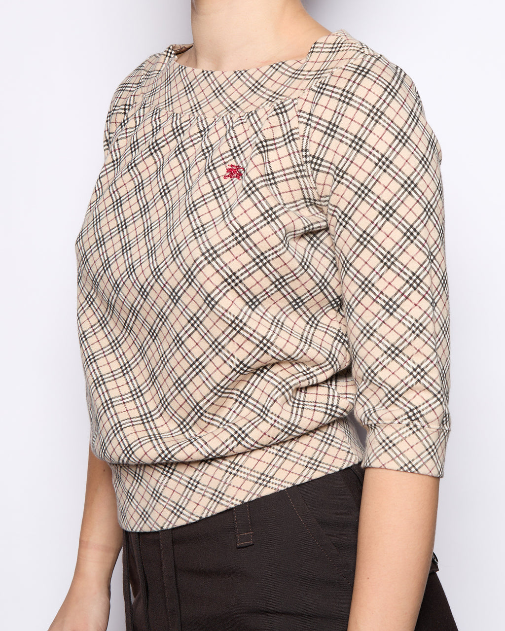 Burberry Brown Nova Check Logo 3/4 Length Top