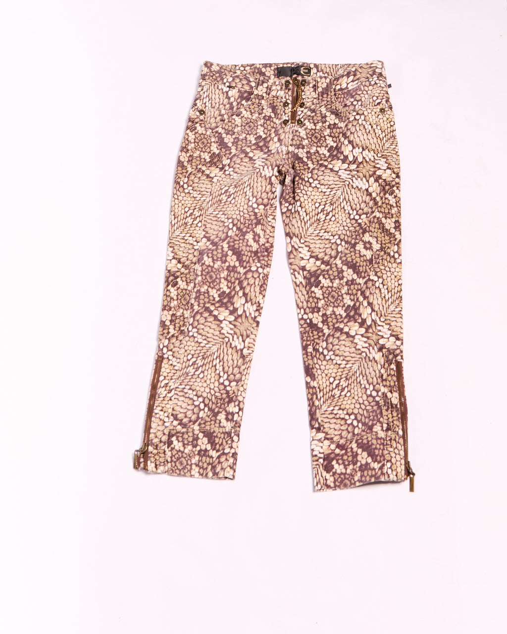 Just Cavalli Brown Snakeskin Print Capri Jeans Size S W28